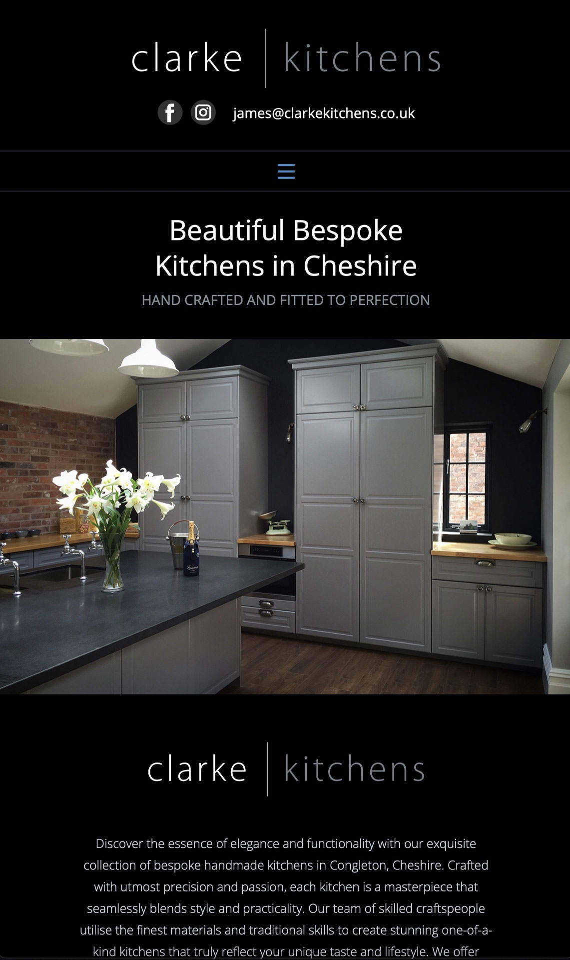 Website Design in Congleton, Cheshire for Clarke Kitchens, and specialist kitchen company based in Cheshire.