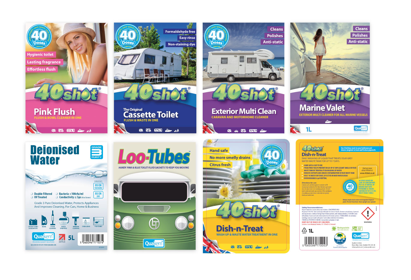 Label designs for Qualkem Ltd.