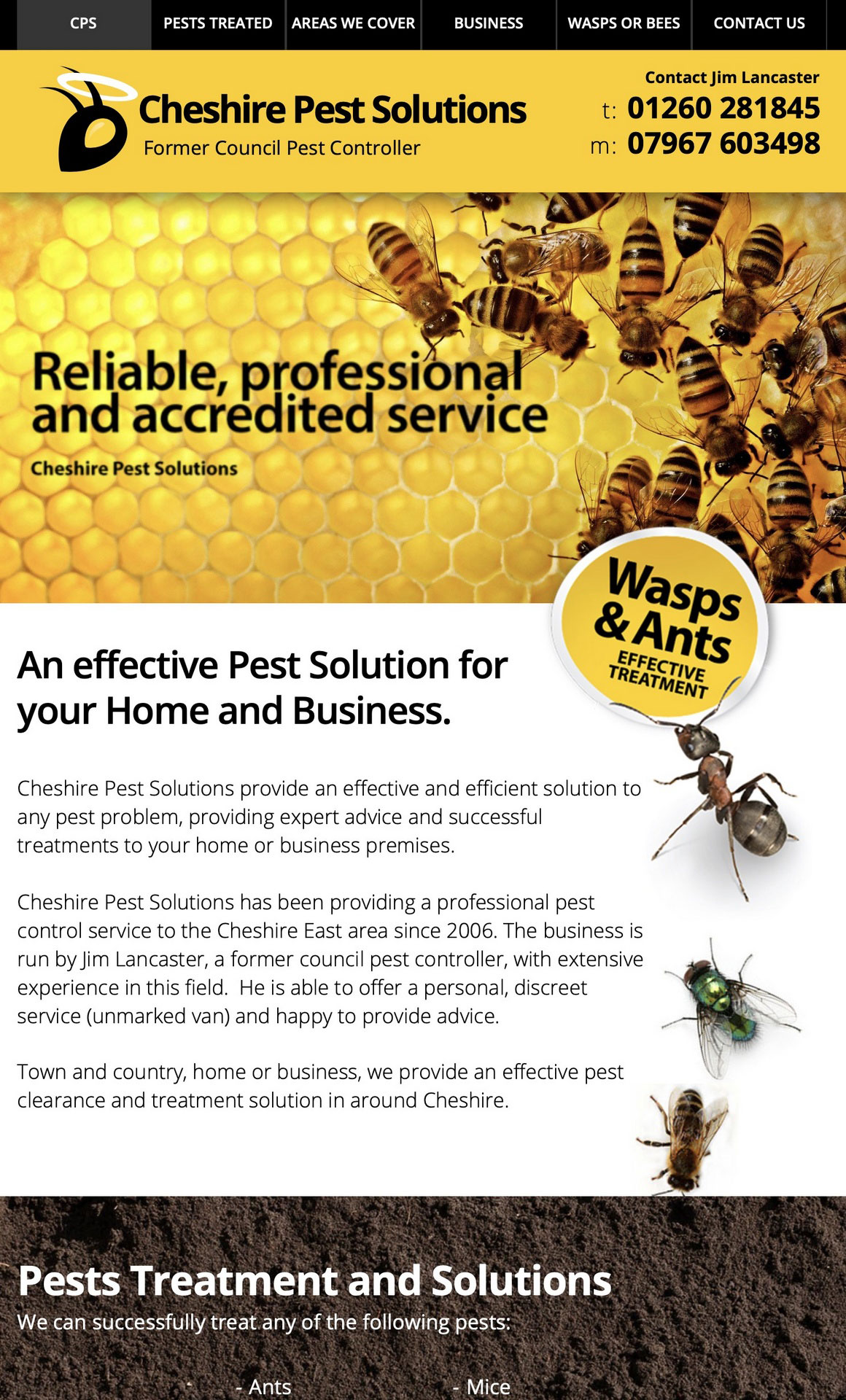 Website Design by Liquidigloo in Congleton, Cheshire for Cheshire Pest Solutions, a company that provide pest removal solutions in the Congleton and Cheshire area.