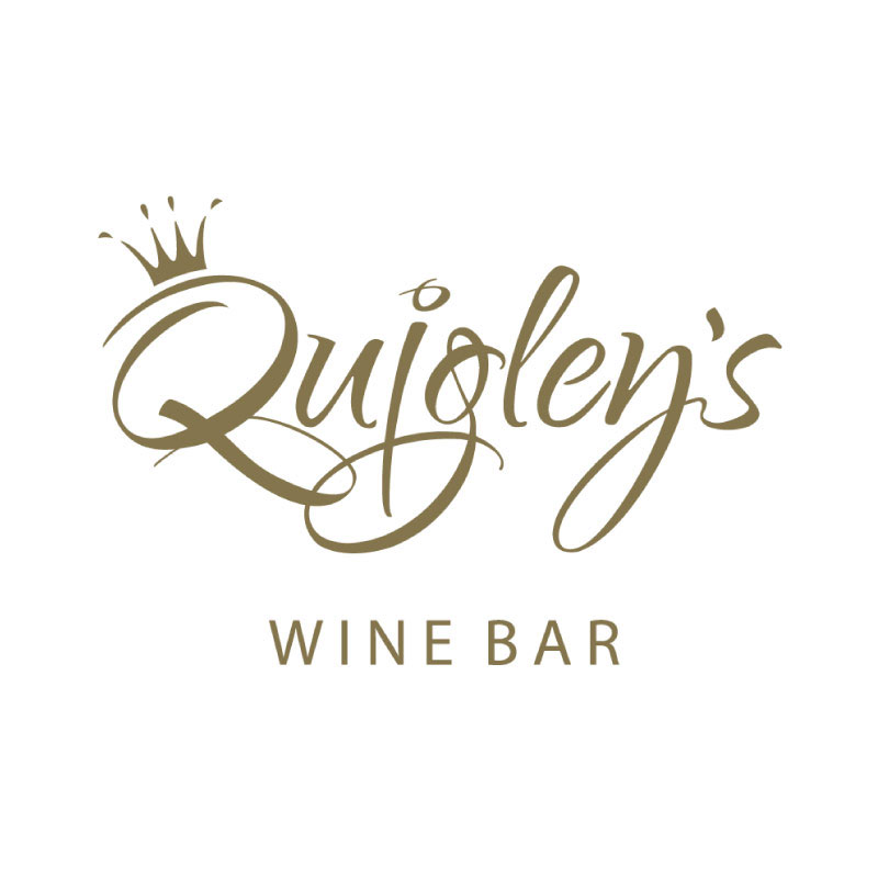 Quigleys Wine Bar Logo Design, a striking gold logo design in gold, a hand written design with a crown above the letter Q. This logo was created by Liquidigloo Limited a logo and brochure design agency in Congleton Cheshire, 
