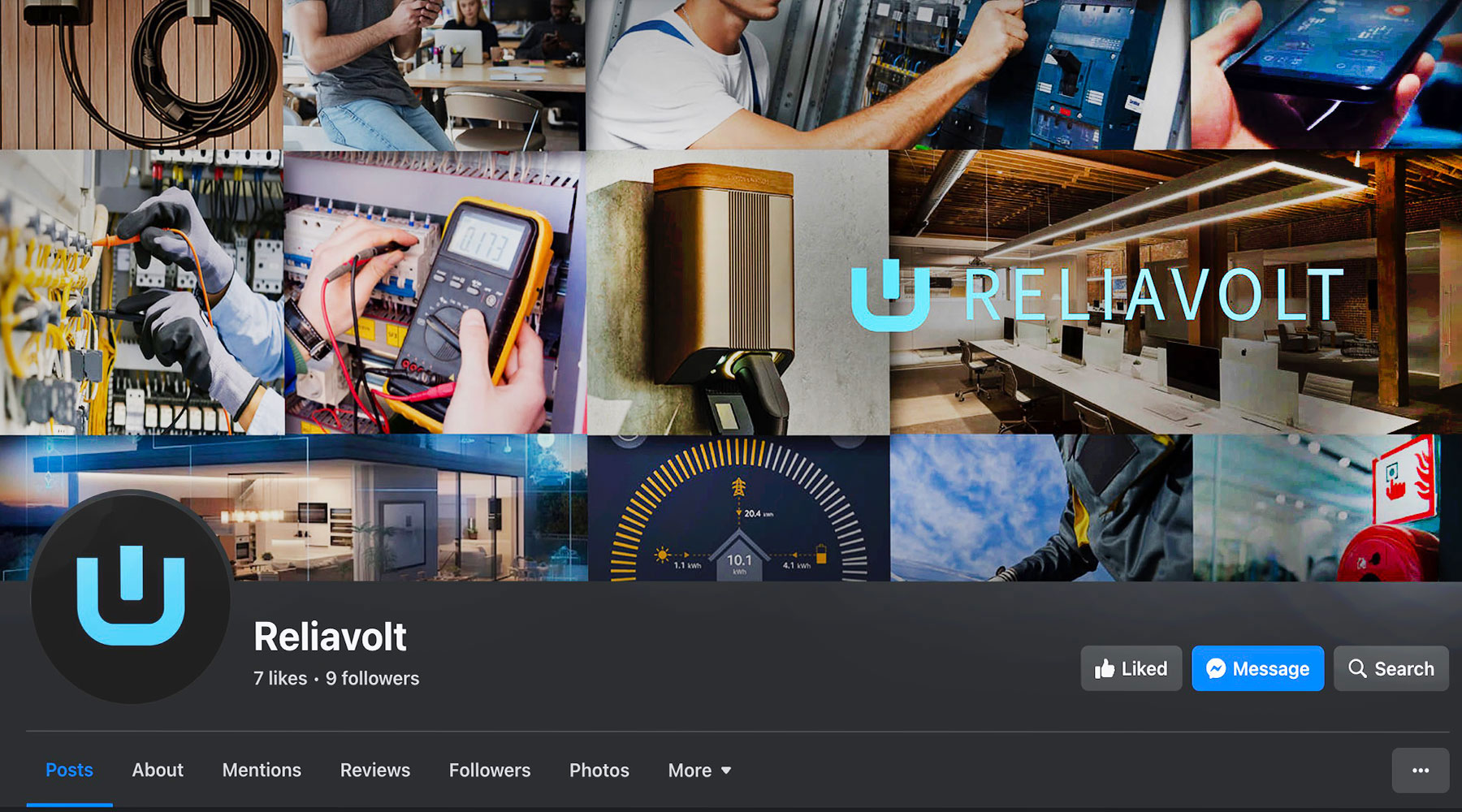Reliavolt Electrical Contractors - Facebook Banner image and Logo Design by Liquidigloo in Congleton.