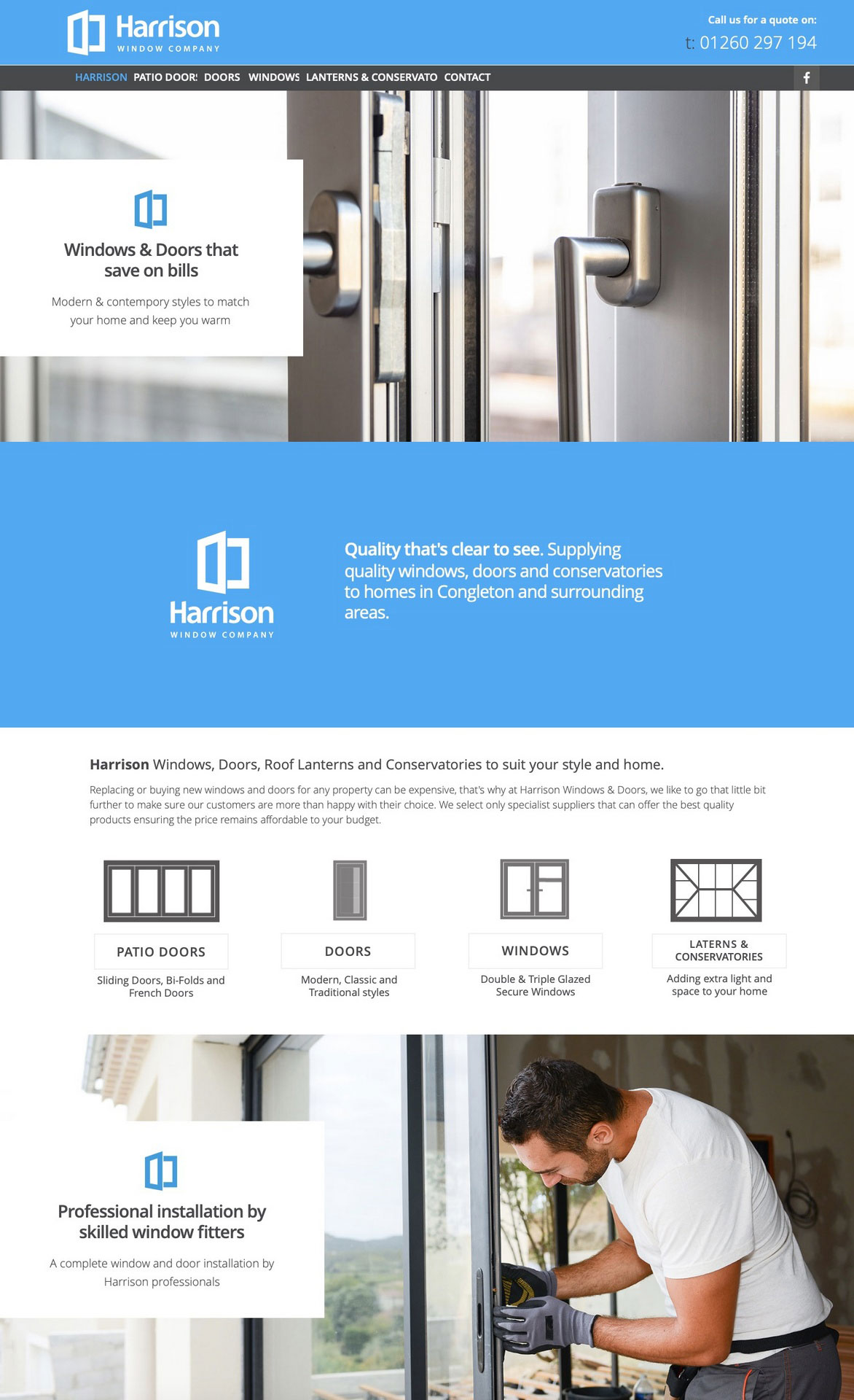 Website Design for Harrison Windows  in Congleton Cheshire, This website design was created by Liquidigloo in Congleton, Cheshire.
